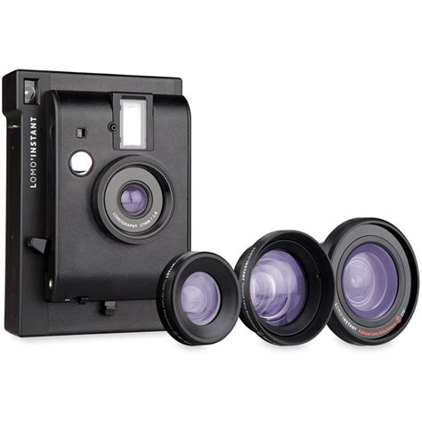 Lomography Lomoinstant Camera And 3 Lenses Black Edition Li800b