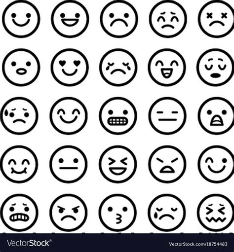 Icons Of Smiley Faces Emotion Cartoon Royalty Free Vector