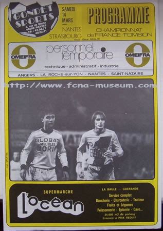 Trouvez un vol pas cher grâce à easyvoyage. 1980-81 29ème j Nantes Strasbourg - Programmes Matches France