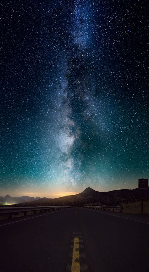 Starry Sky Night Road Milky Way Wallpaper Star Sky Wallpapers 4k