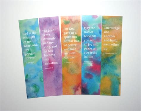 Watercolored Bible Verse Bookmarks Set Of 5 Christian T Scripture