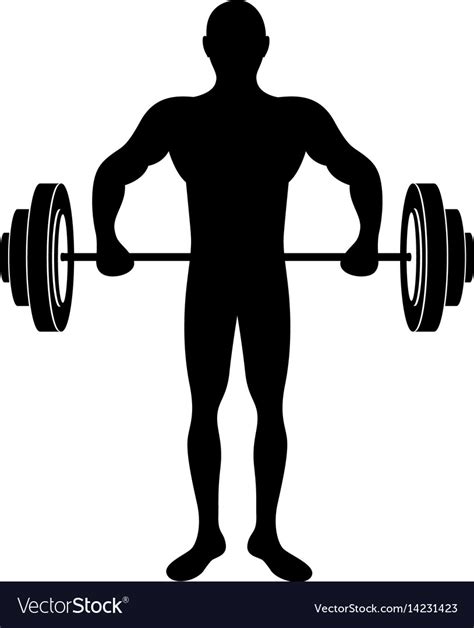 Black Silhouette Man Lifting Weights Royalty Free Vector