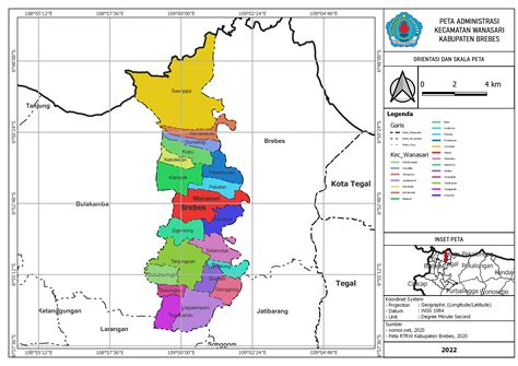 Peta Administrasi Kecamatan Wanasari Kabupaten Brebes ~ Neededthing