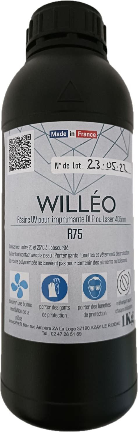 Résine Imprimante 3d Dentaire Willeo 390 405nm Uv Liquide Photopolymère