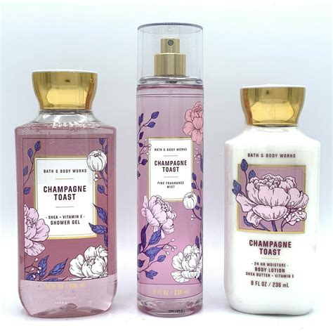 Bath And Body Works Champagne Toast Shower Gel Fine Fragrance Mist And Body Lotion 3 Piece