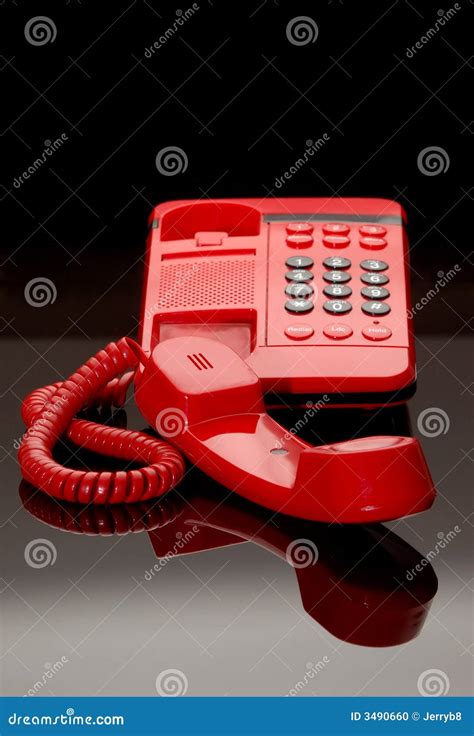 Red Phone On Black Glass Stock Photo Image Of Still Numbers 3490660