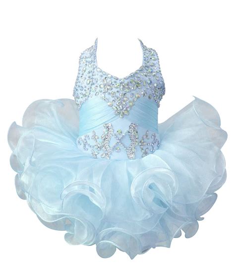 Baby Girls Cupcake Pageant Dress Halter Mini Ball Gown Toddler Princess