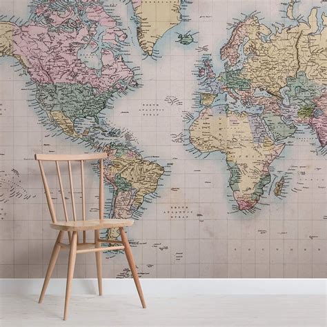 World Of Mercators Projection Map Wallpaper Mural Hovia Map