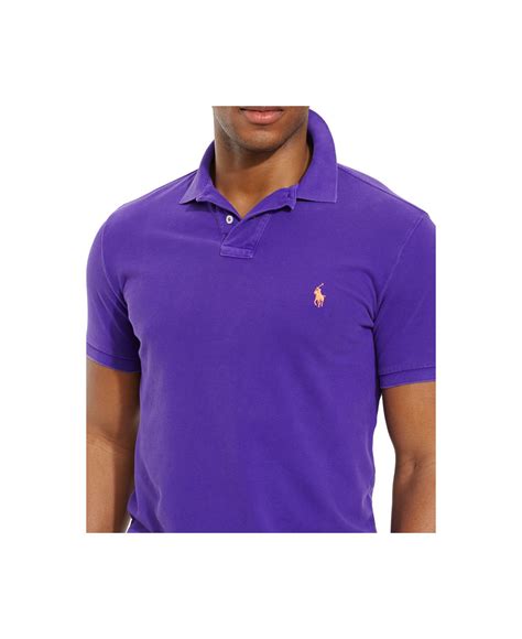 Polo Ralph Lauren Custom Fit Neon Mesh Polo Shirt In Purple For Men Lyst
