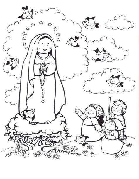 Lindas imágenes Virgen de Fátima para colorear Virgen maria para niños