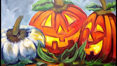 How To Paint Pumpkins Jack O Lanterns Cute Halloween Art Youtube