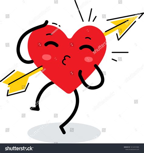 Vector Illustration Red Happy Heart Character Stock Vector Royalty