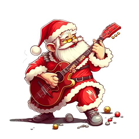 Santa Claus Is Playing A Guitar Santa Claus Santa Claus Play Santa