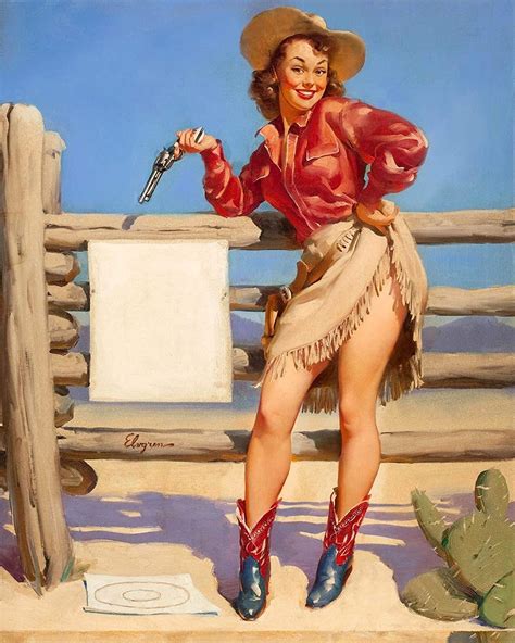 Amazon Com Magnet Elvgren Sexy 1953 Pin Up Girl Beat That Cowgirl