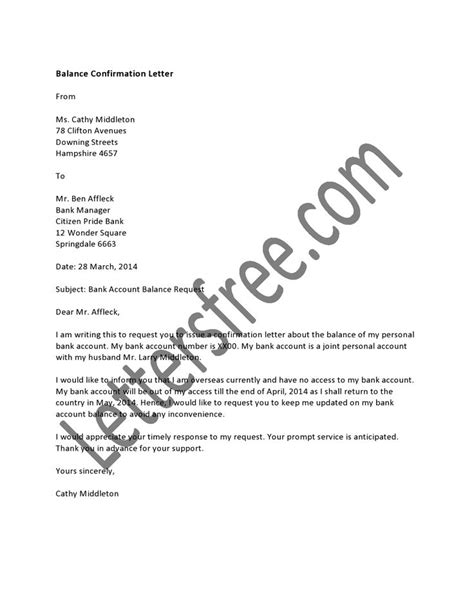 balance confirmation letter format   auditors