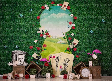 Alice In Wonderland Photography Backdrop Fairy Tale Roses Playing