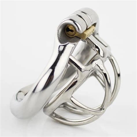 Stainless Steel Super Small Male Chastity Devices Adult Cock Cage With Curve Ring Bdsm Sex Toys