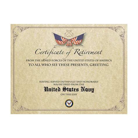 Retirement Certificate Vanguard Emblematics