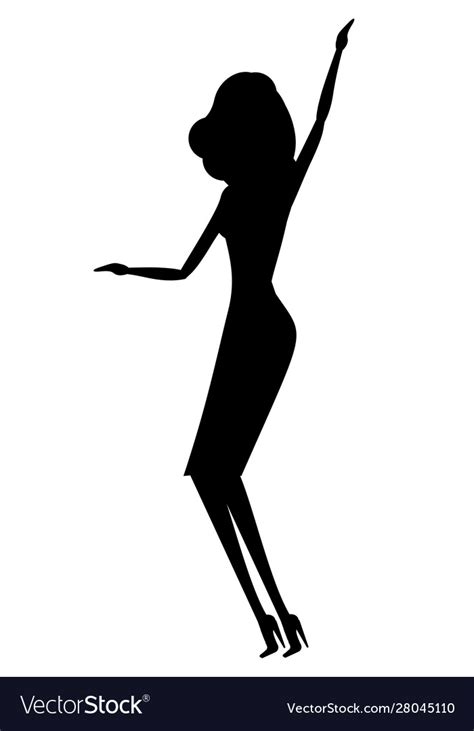 Dancing Woman Silhouette Lady In Nightclub Vector Image