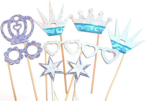 Photo Booth Props 9pc Frozen Blue Princess Party Photo Booth Props
