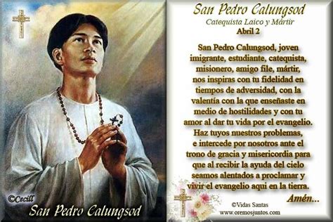 Vidas Santas Estampita Y Oración A San Pedro Calungsod Catequista