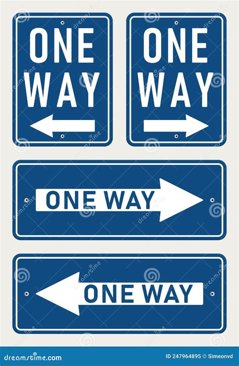 One Way Blue Sign Right And Left Vertical And Horizontal Road