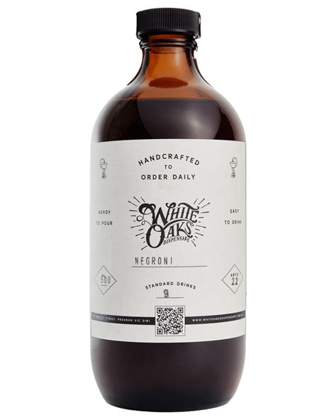 White Oaks Dispensary Forty Spotted Gin Negroni 500ml Bottled Cocktail Boozy