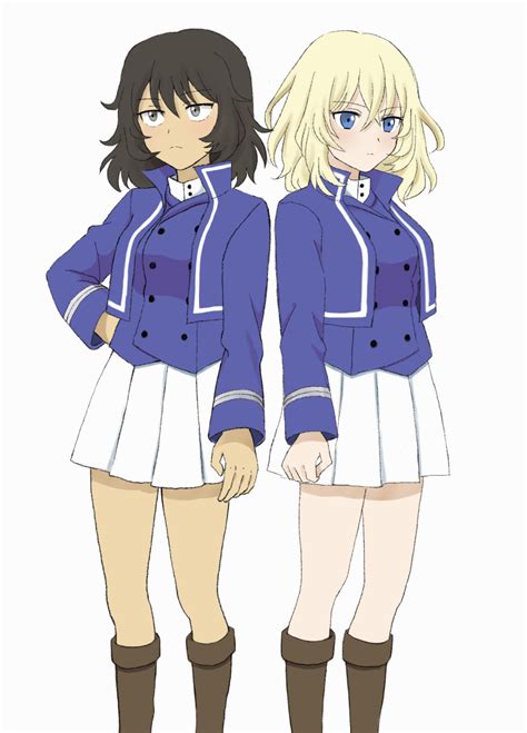 Safebooru 2girls Andou Girls Und Panzer Bc Freedom Military Uniform Black Hair Blonde Hair