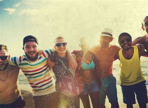 Diverse People Friends Fun Bonding Beach Summer Concept Stock Image