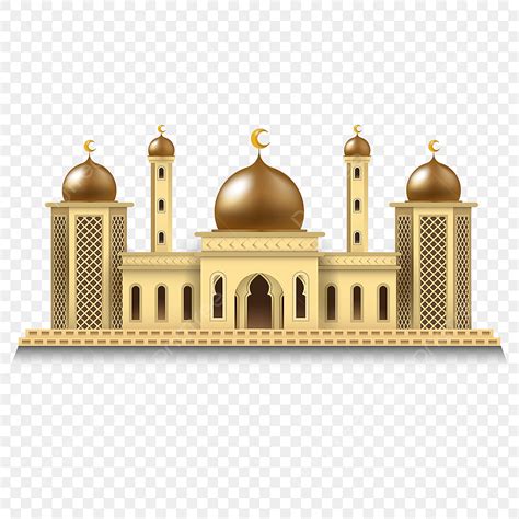 Gambar Masjid 3d Dengan Kubah Emas 3d Mesjid Stereoskopis Png Dan