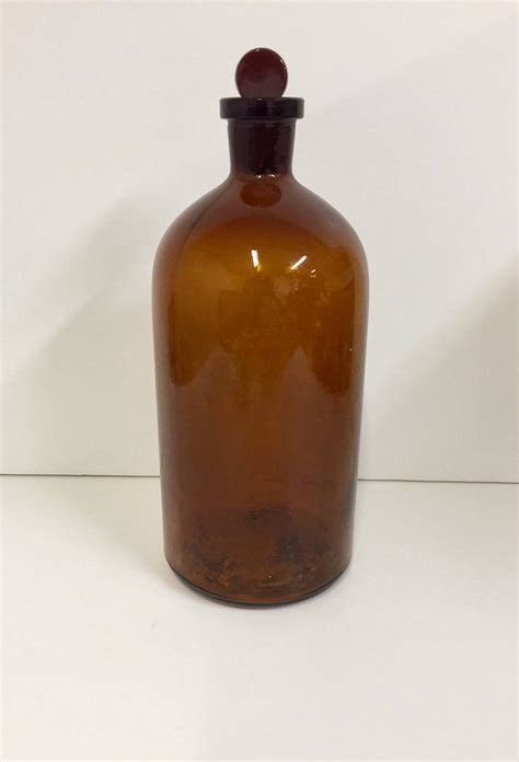 Antique Amber Apothecary Glass Bottle Vintage Brown Glass Bottle