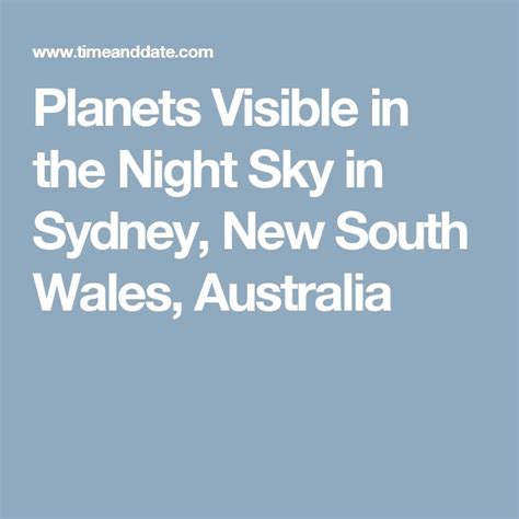 Planets Visible In The Night Sky In Sydney New South