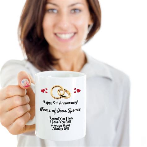Here is a perfect wedding anniversary gift for husband. Personalized 9th Anniversary Mug Wife Husband 9 Years ...