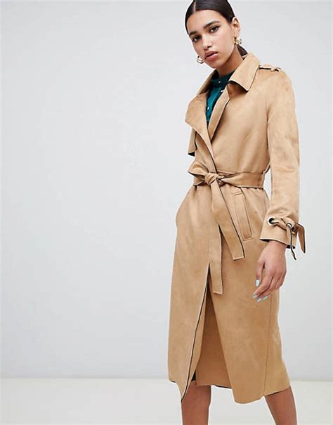 4.5 out of 5 stars. River Island faux suede belted trench coat in camel | ASOS