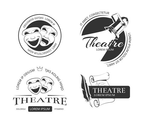 Vintage Vector Theatre Labels Emblems Badges And Logo By Microvector