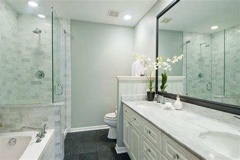 A 5' x 8' is the most common dimensions of a guest bathroom or a master bathroom in a small house. Sedgwick Update - Transitional - Bathroom - Chicago - by Elizabeth Taich Design