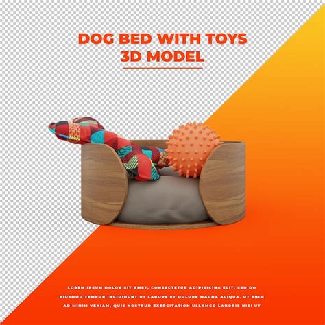 Premium Psd Dog Bed With Toys 3d Isolated Model