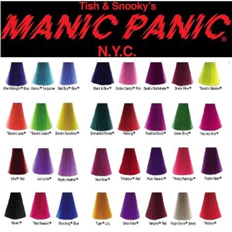 Manic Panic Hair Dye Colour Chart All Our Hair Color Products Manic