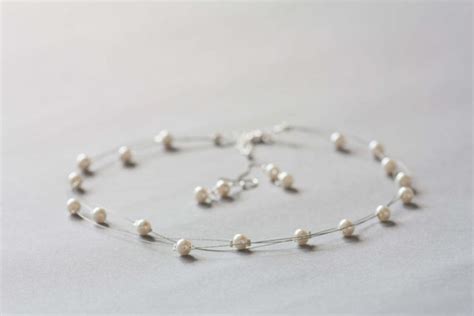 Items Similar To Ivory Faux Pearl Multi Strand Illusion Bridal Necklace