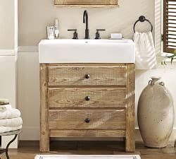 Classic single sink vanity, white, carrara marble & chrome finish knobs. Bathroom Vanities, Vanity Tops & Vanity Cabinets | Pottery ...