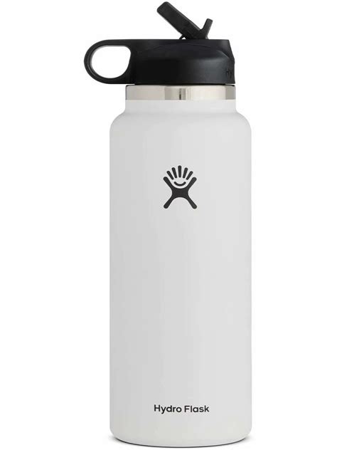 Hydro Flask Water Bottle 32 Oz Stainless Steel And Vacuum Insulated With Straw Lid 20 White