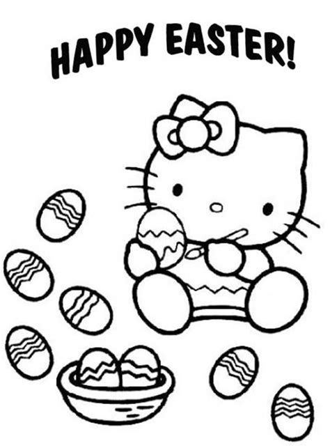 Hello Kitty Paint A Lot Of Easter Eggs Coloring Page Netart Hello