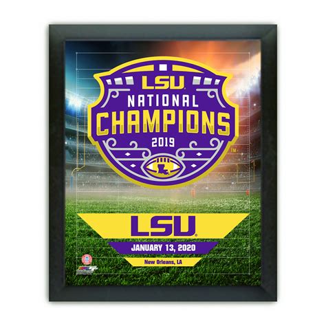 Lsu Tigers 2019 National Champions Team Logo With Score 13x16 Framed
