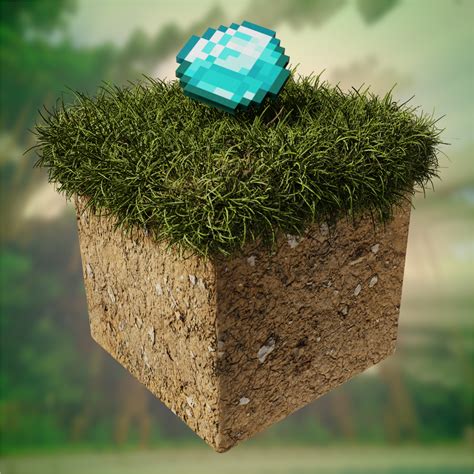 Real Life Minecraft Block With Realistic Grass Assets R Blender