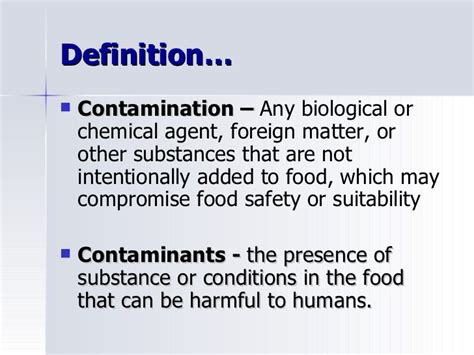 What's the top contamination hazard in your kitchen? Definition Of Terms