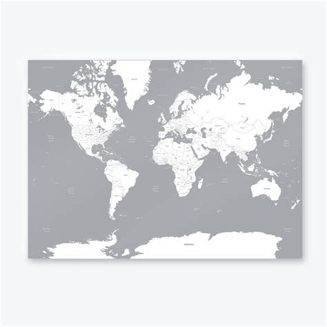 White Blank World Map Travel Poster A1 Print Firewoodprint