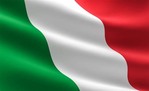 Bandera De Italia Ilustración 3d De La Ondulación De La Bandera