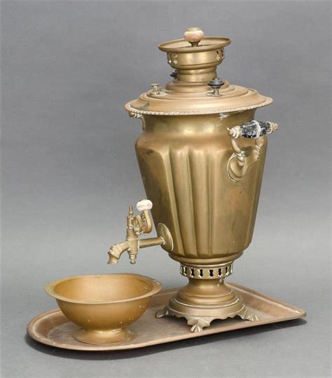 Sold Price Russian Brass Samovar With Cyrillic Inscription And Seal