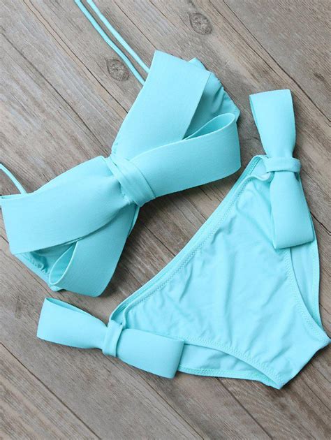 [21 off] 2021 bowknot halter bikini set in blue zaful