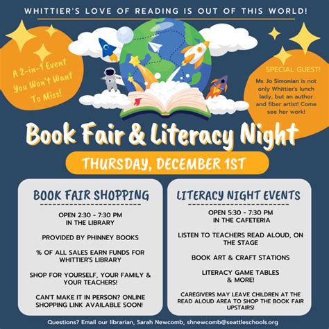 Book Fair And Literacy Night Whittier Elementary Pta